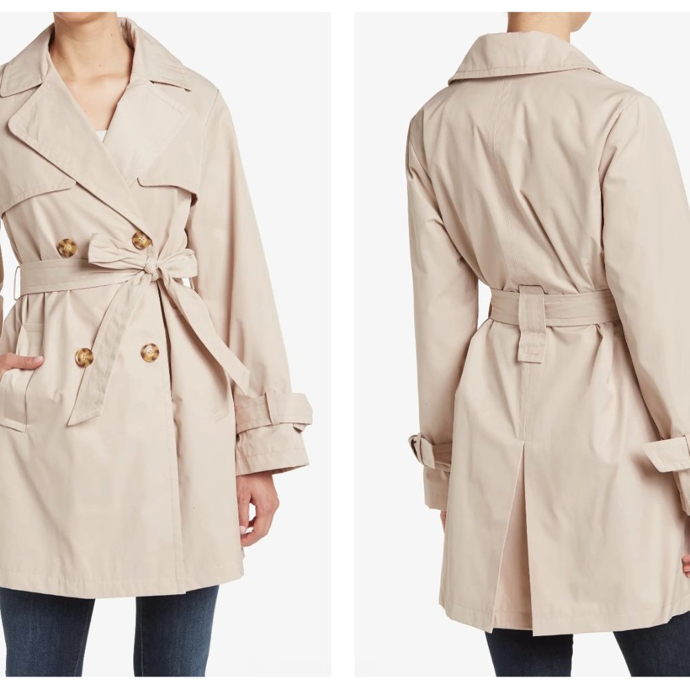 SAM EDELMAN - WORN ONCE - Double-Breasted Tie Cuff Trench Coat - Size Small